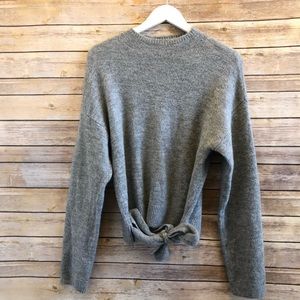 WAYF Gray Wool Blend Tie Bottom Sweater Size Medium NWOT